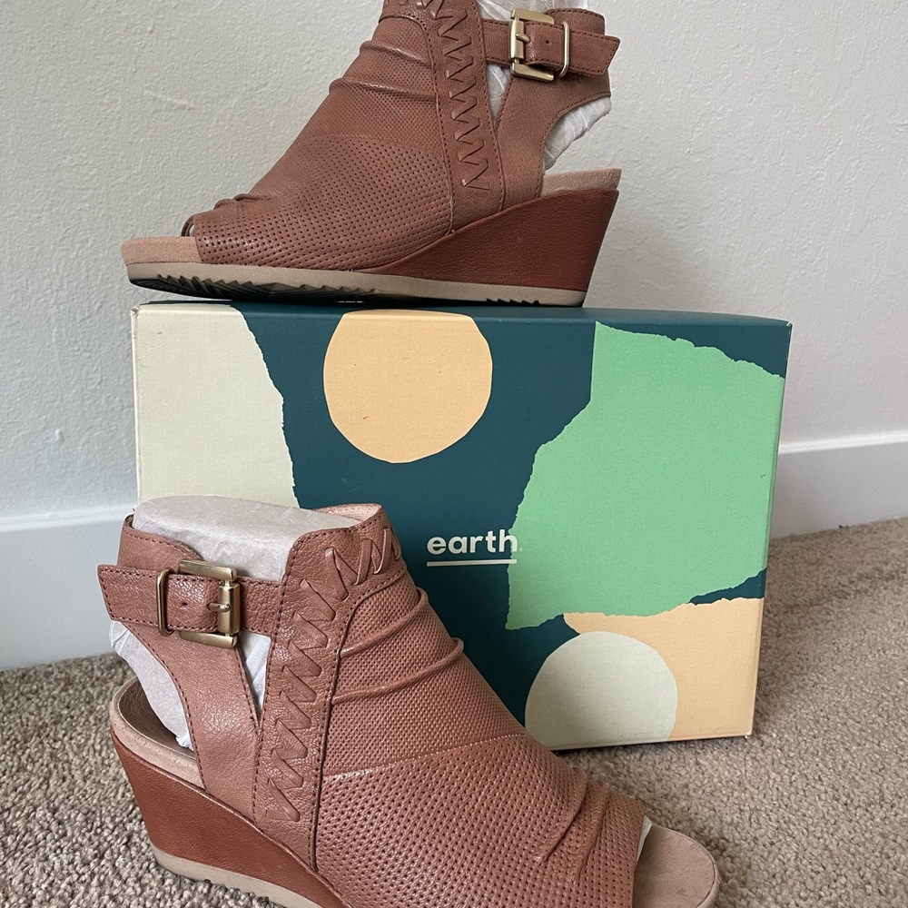 Earth Women's Brown Wedge Sandals